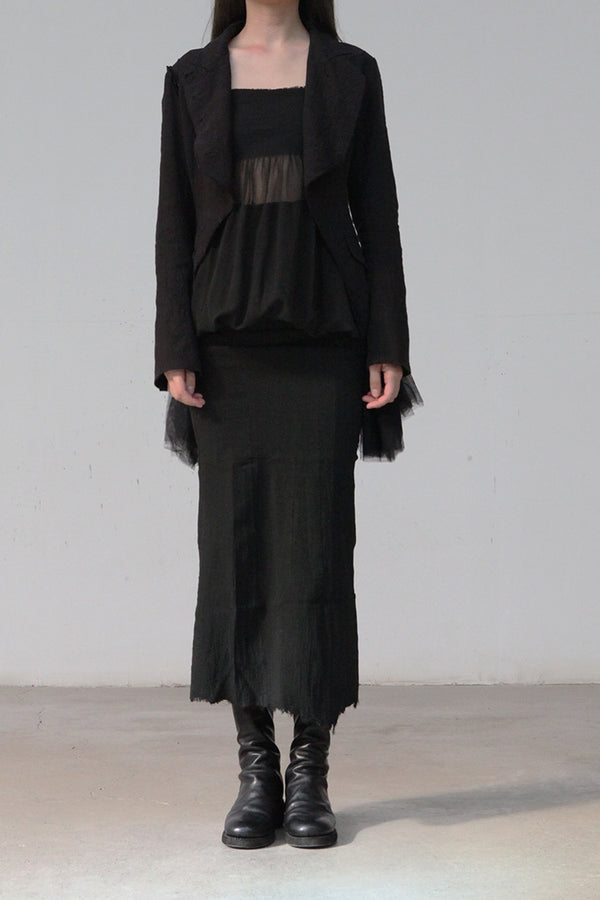 marc le bihan linen frill top 2224-E21 BLACK